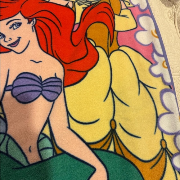 Disney Princesses Vintage Plush Blanket Cinderella Belle Ariel In EUC 42W X 57L” - Picture 5 of 16